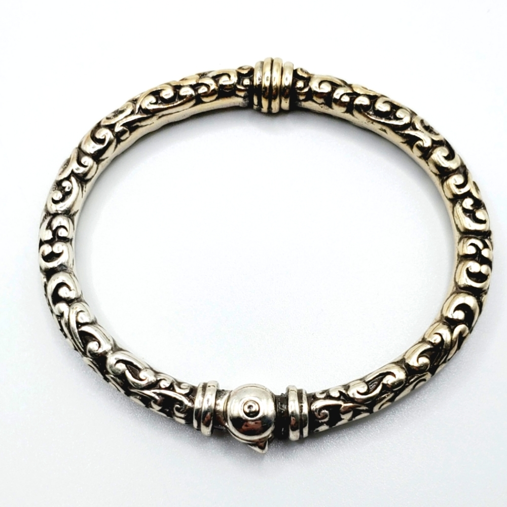 Vintage silver clamp Bracelet scrolls detailed Brighton ? Very nice!